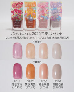パラドゥミニネイル2025年チップカラーチャート