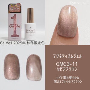 Gelme1マグネティズムジェルネイル2025年秋冬の限定色11セピアブラウン