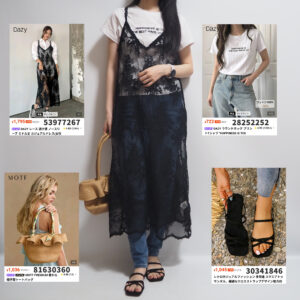 SHEINシーイン夏コーデレースワンピースロゴTシャツ