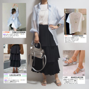 sheinブルーシアーシャツ+ロゴTシャツ