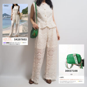 SHEINシーイン夏コーデ透かし生地セットアップ