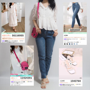 sheinシーイン2025年夏コーデブルーデニム白ブラウス