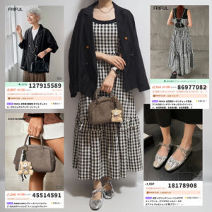 SHEINシーイン2025年秋黒ジャケットギンガムチェックワンピース