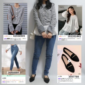 SHEINコーデ ファー付きグレージャケット+スキニーデニム